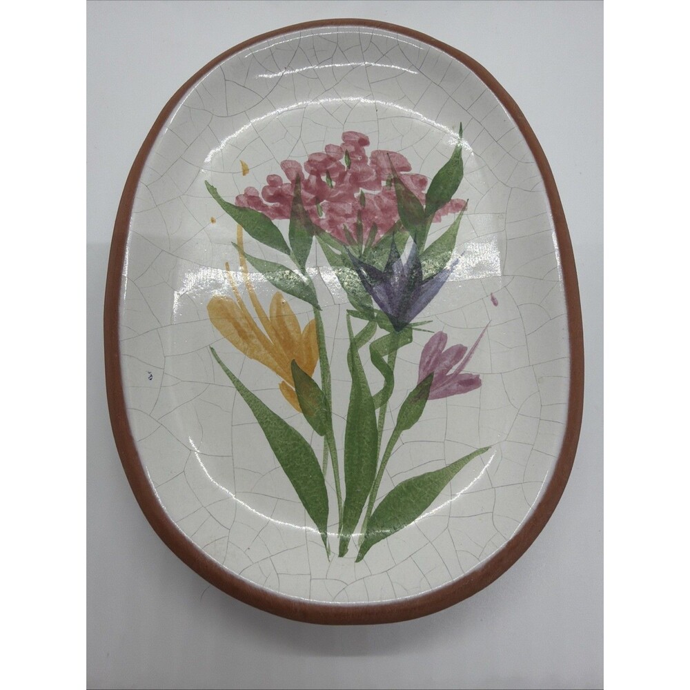 Terracotta Clay Tray EMERSON CREEK POTTERY  Floral Flowers Bedford Virginia VA